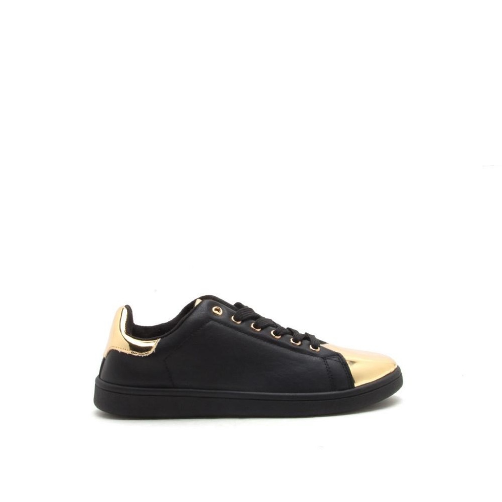 Black and Gold Embossed Sneaker - Picture 2 of 4